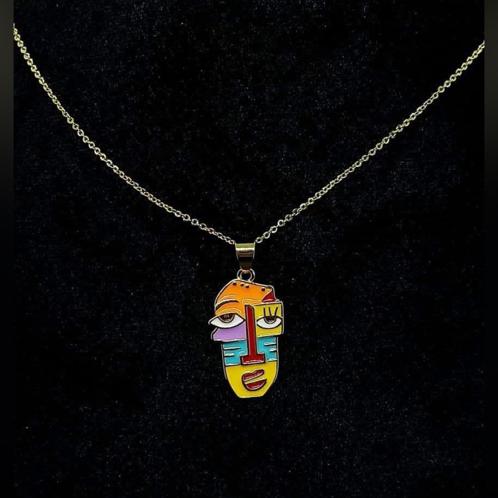 Abstract Face Pendant Necklace